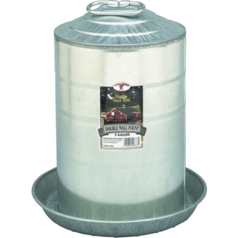Double Wall Metal Poultry Fountain Medium Size for Chicken Water