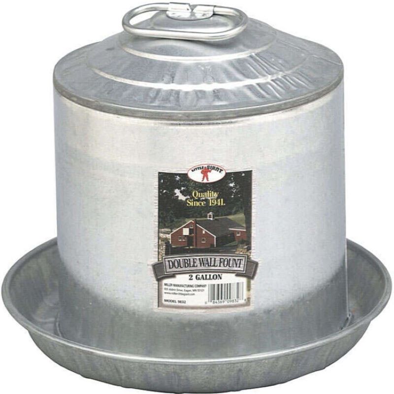 Galvanized Steel Poultry Fountain 2 gal Chicken Waterer