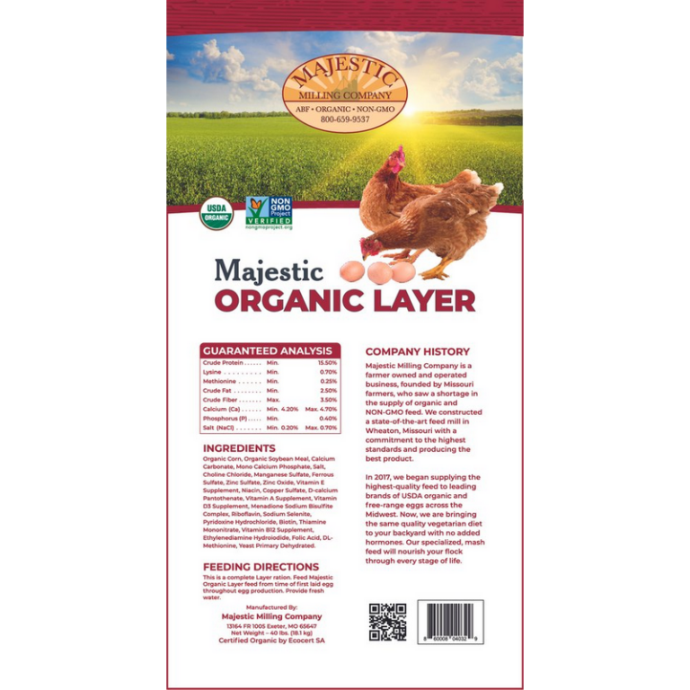 Organic Feed for Laying Hens, Majestic Milling Layer Feed