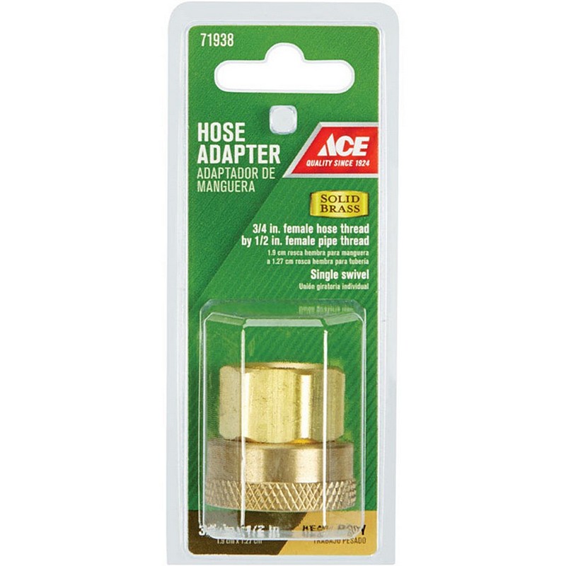 Ace Brass Hose Adapter Swivel 3/4" FHT X 1/2" FPT