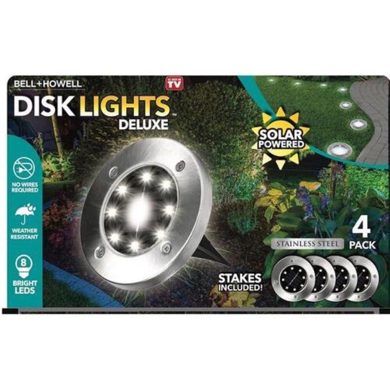 Bell+Howell Disk Lights Deluxe Solar Powered LED 4 pk