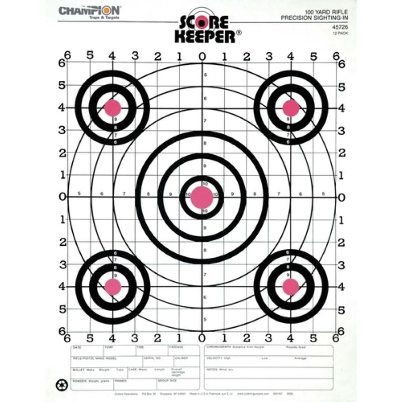 Champion Score Keeper Sight In Rifle Targets 14x18 12Ct