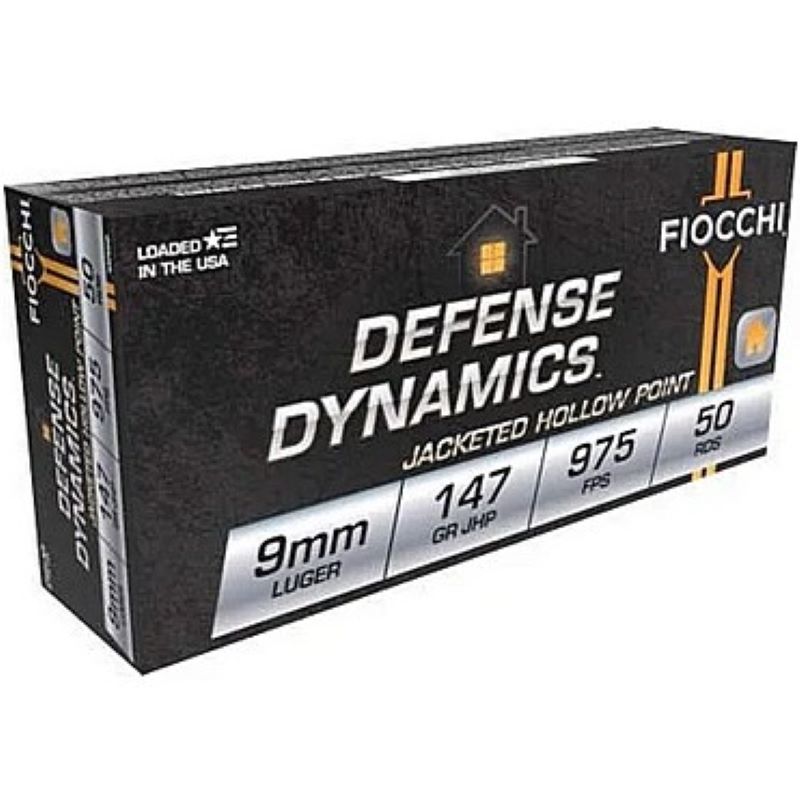 Fiocchi Defense Dynamics 9mm 147 Grain JHP 50 ct