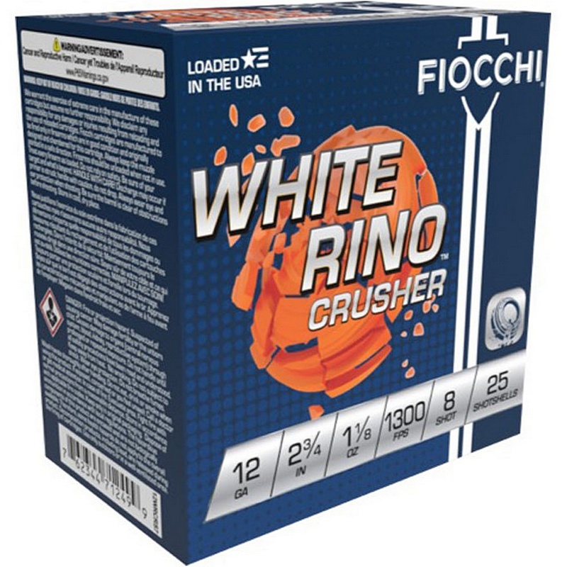 Fiocchi Exacta White Rino 12 Gauge 2.75" 8 Shot 25 ct
