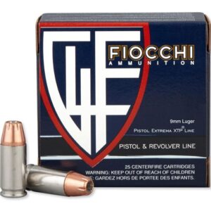 Fiocchi Extrema Luger 9mm 124 Grain XTP JHP 25 Ct Ammo