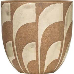 Hand Painted Terracotta White & Tan Flag Planter 6 in