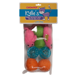 Cat Toy Plush Rubber Mouse and Ball 8 ct