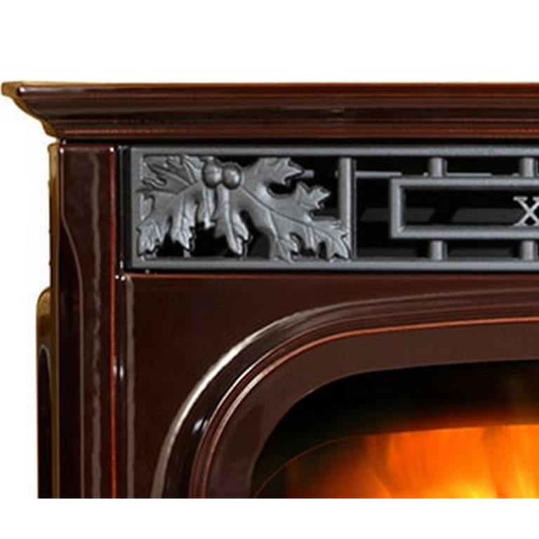 Harman XXV Pellet Stove Freestanding Porcelain Mahogany Close Up
