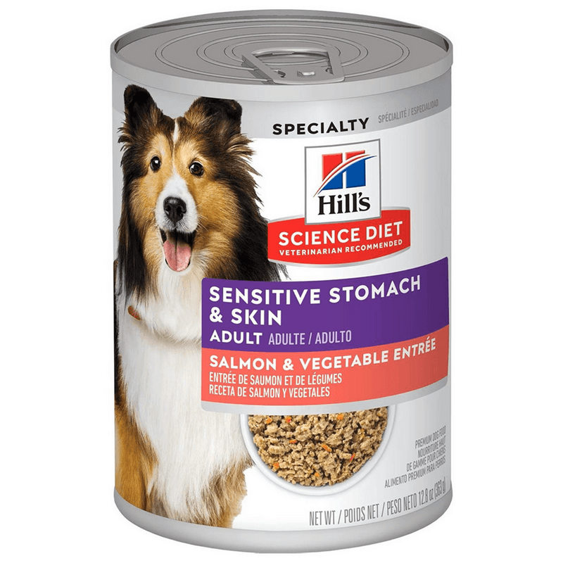 Hill's Science Diet Adult Sensitive Stomach Skin Canned Dog Food Salmon Vegetable 12.8 oz