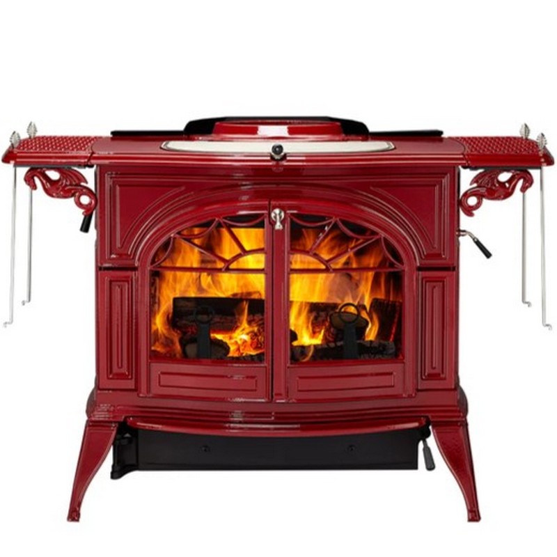 Vermont Castings Defiant Wood Stove Bordeaux Red