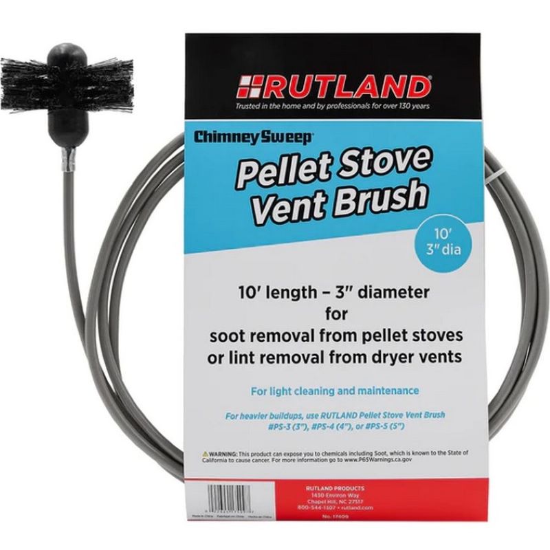 Rutland 3 in Pellet Stove Brush with 10 ft Rod for cleaning