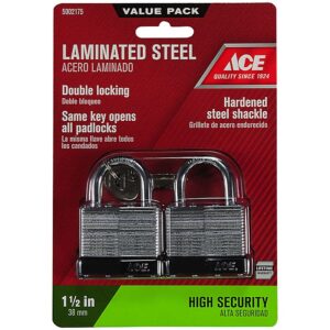 Ace 1 5/16 x 1.5 inch Steel Double Locking Padlock pack of 2 locks