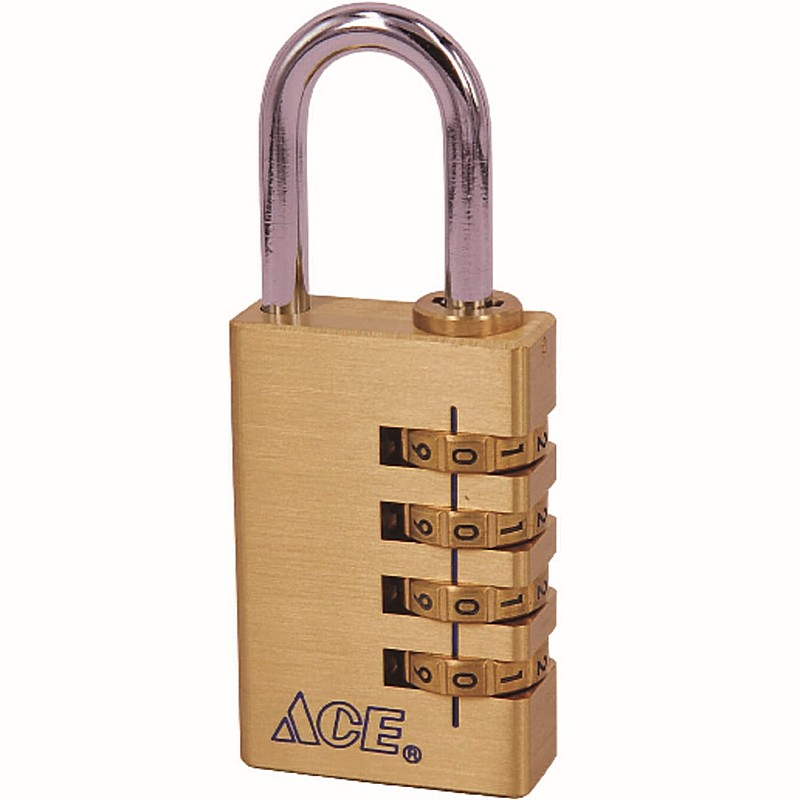 Ace Brass 4 Dial Combination Padlock