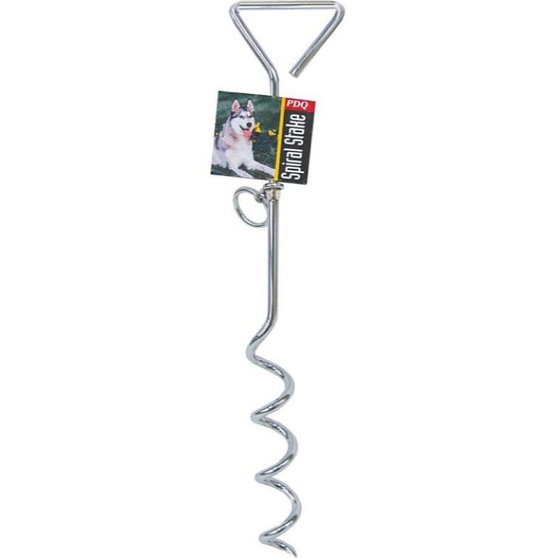 Boss Pet Silver Steel Large Dog Spiral Tie Out Stake