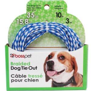 BossPet Tie Out Braided Poly Belt 10 ft for Dogs