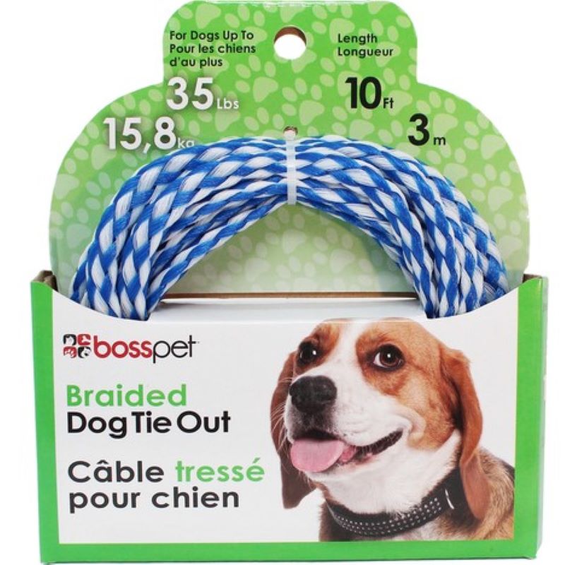 BossPet Tie Out Braided Poly Belt 10 ft for Dogs
