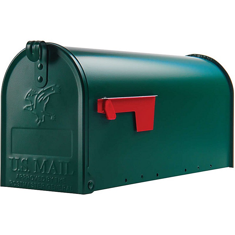 Classsic Galvanized Steel Post Mount Green Mailbox