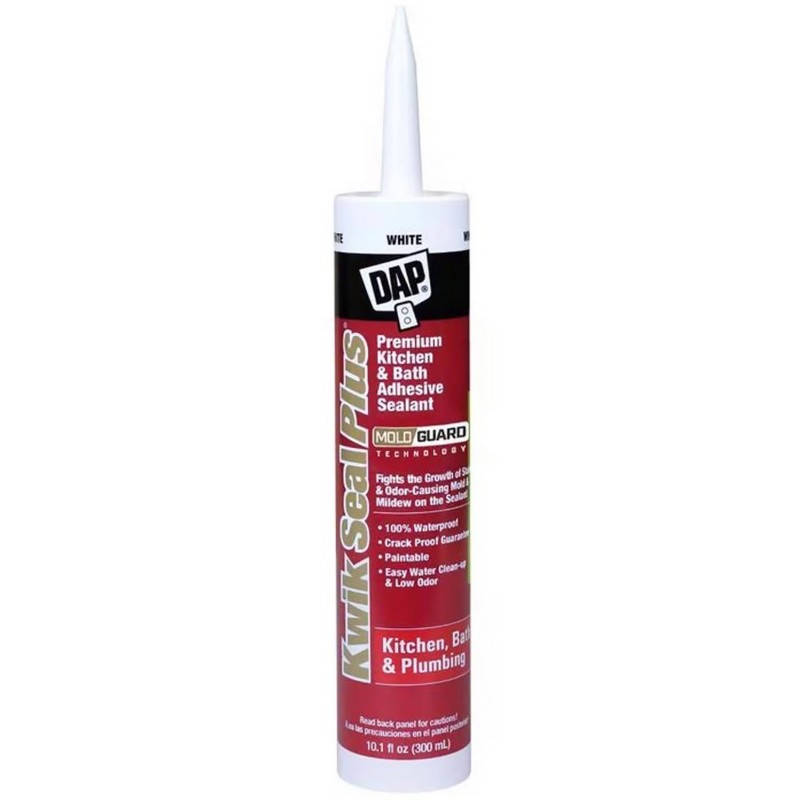 DAP Kwik Seal Plus White Kitchen & Bathroom Adhesive Sealant 10 oz