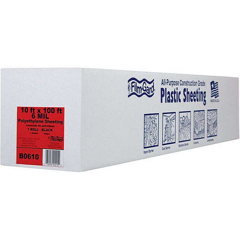 Film Gard Black Plastic Polyethylene Sheeting 6ml 10x100 ft