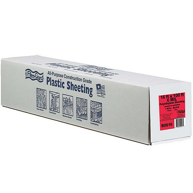 Film Gard Black Plastic Polyethylene Sheeting 6ml 16x100 ft