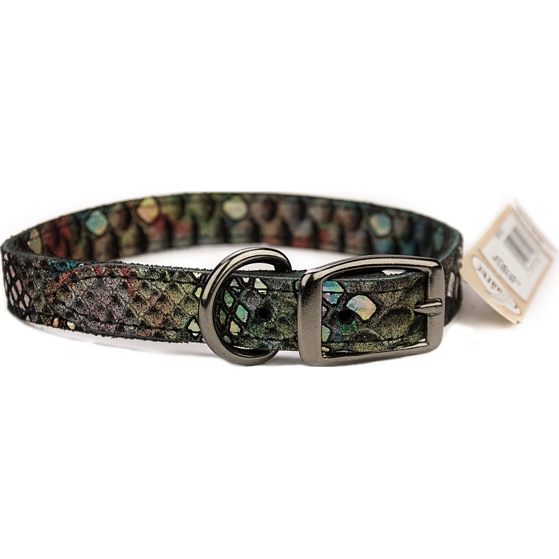 Multi Colored Native Leather Dog Collar 3-4x16 inch