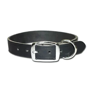 Premium Latigo Leather Black Dog Collar 20”