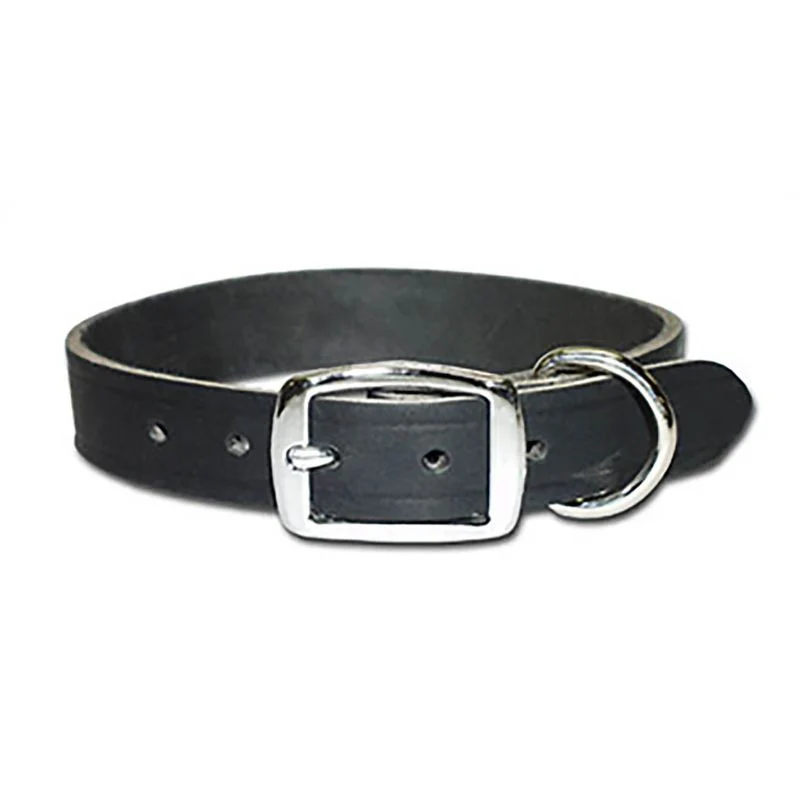 Premium Latigo Leather Black Dog Collar 20”
