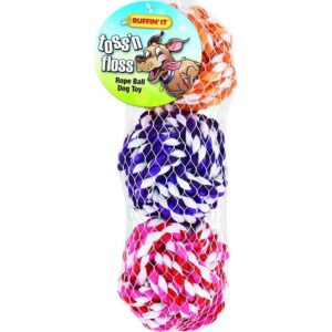 Ruffin'It Toss N Floss Rope Ball Dog Toy 3Ct