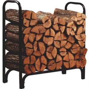 Steel Log Rack Black Wood Fireplace