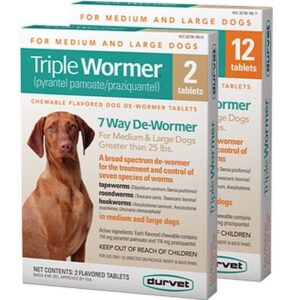 Triple Wormer Large Dog Over 25 lb+ 12Ct