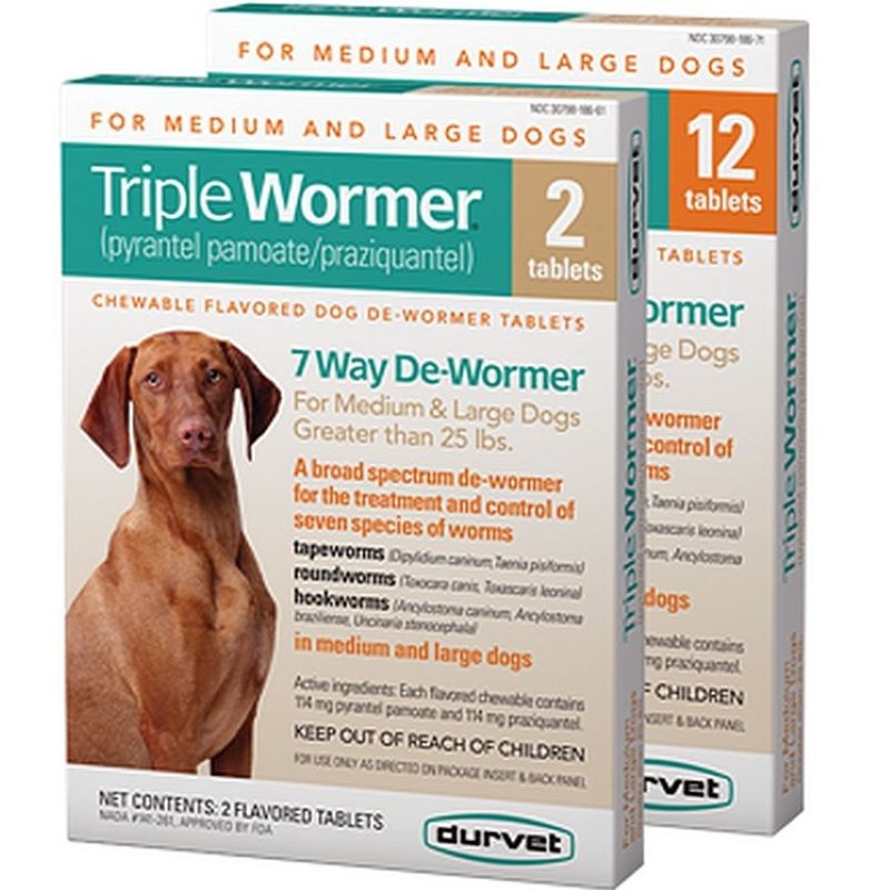 Triple Wormer Large Dog Over 25 lb+ 12Ct