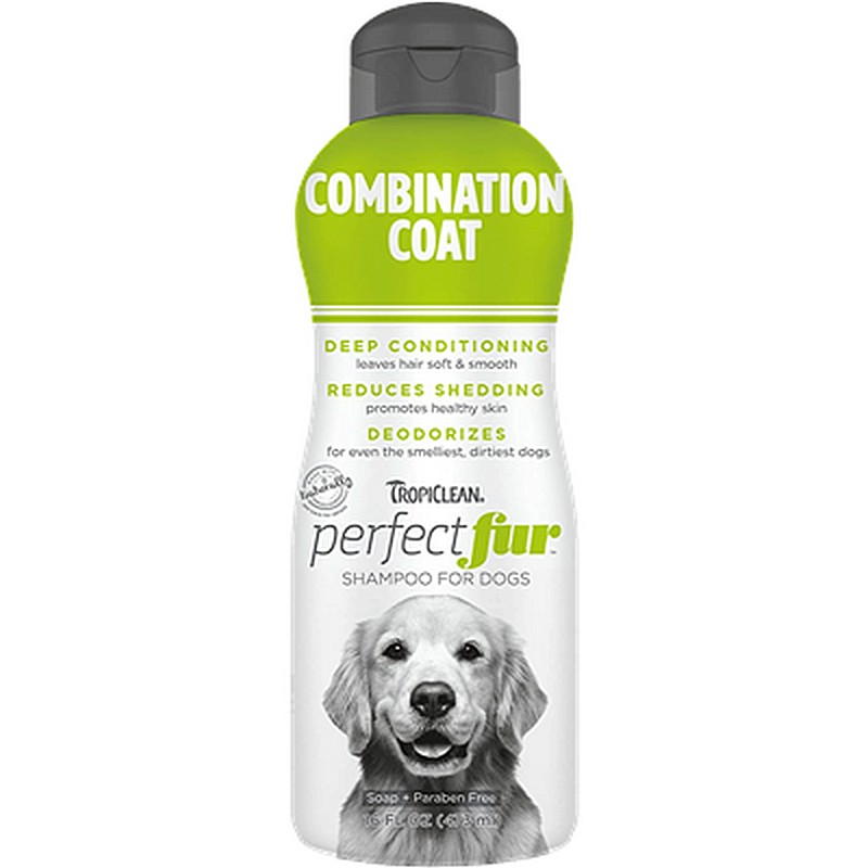 TropiClean Perfect Fur Combination Coat 16 oz Shampoo for Dogs