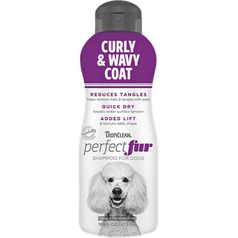 TropiClean Perfect Fur Curly Wavy Coat 16 oz Shampoo for Dogs