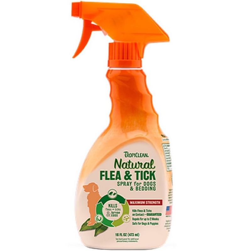 Tropiclean Natural Flea Tick Home Spray for Dogs Bedding 16 oz