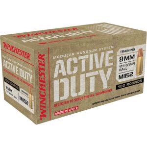 Winchester Active Duty 9mm 115 Grain 100 Ct Ammo