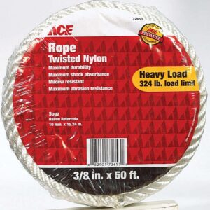ACE White Twisted Nylon Rope 3/8 inch x 50 ft