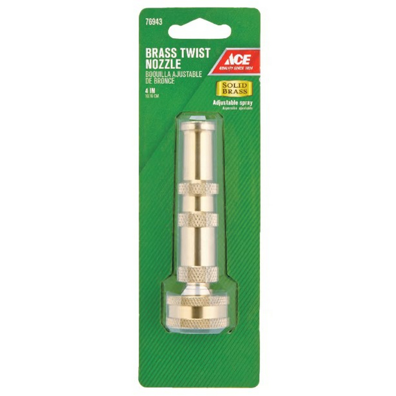 Ace Adjustable Jet Stream Brass Hose Twist Nozzle 4”