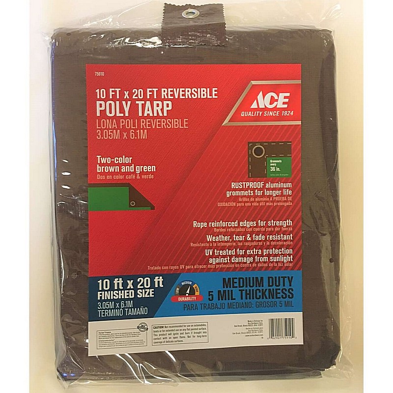 Ace Medium Duty Poly Tarp Brown Green 10x20 ft