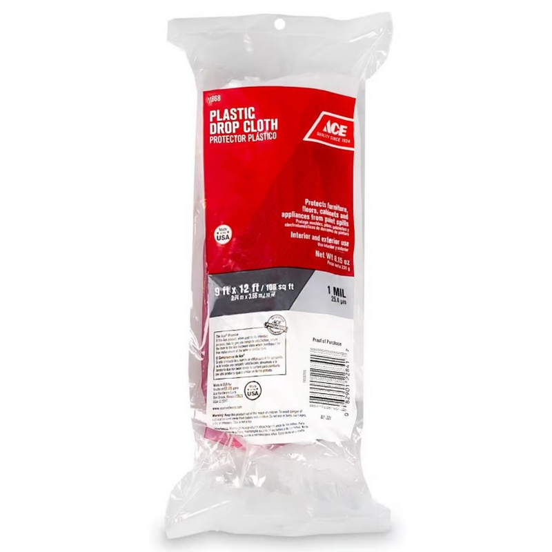 Ace Plastic Drop Cloth Medium Weight 9’x12′