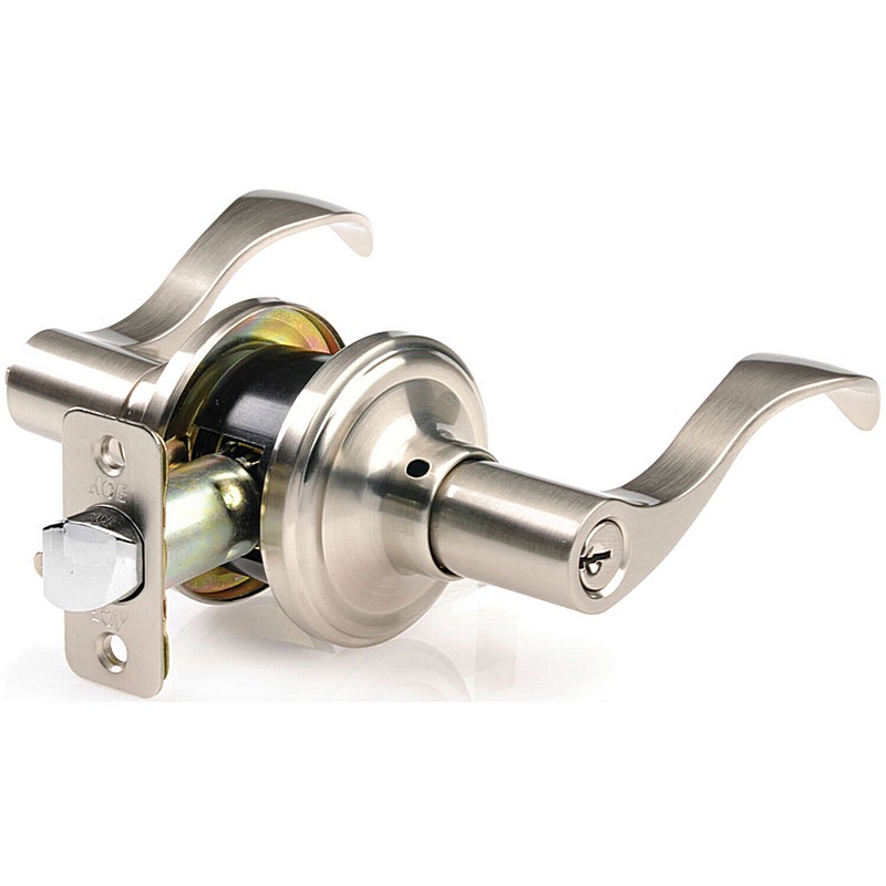 Ace Wave Lever Satin Nickel Privacy Lockset Door Knob