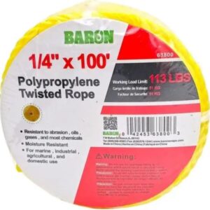 Baron Poly Rope Yellow 0.25 in x 100 ft