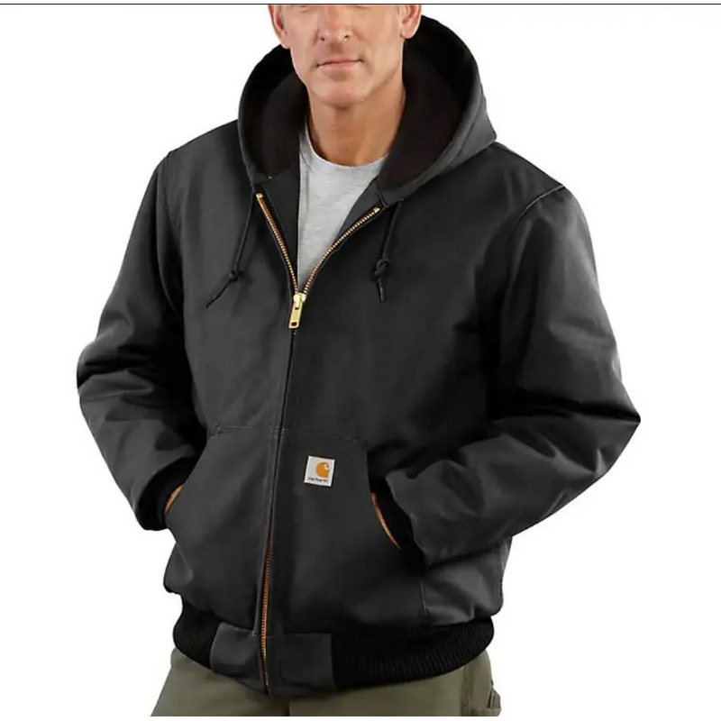Carhartt Mens Insulated Flannel Lined Hooded Active Jacket Black