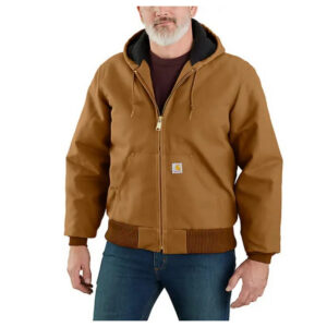 Carhartt Mens Insulated Flannel Lined Hooded Active Jacket Brown