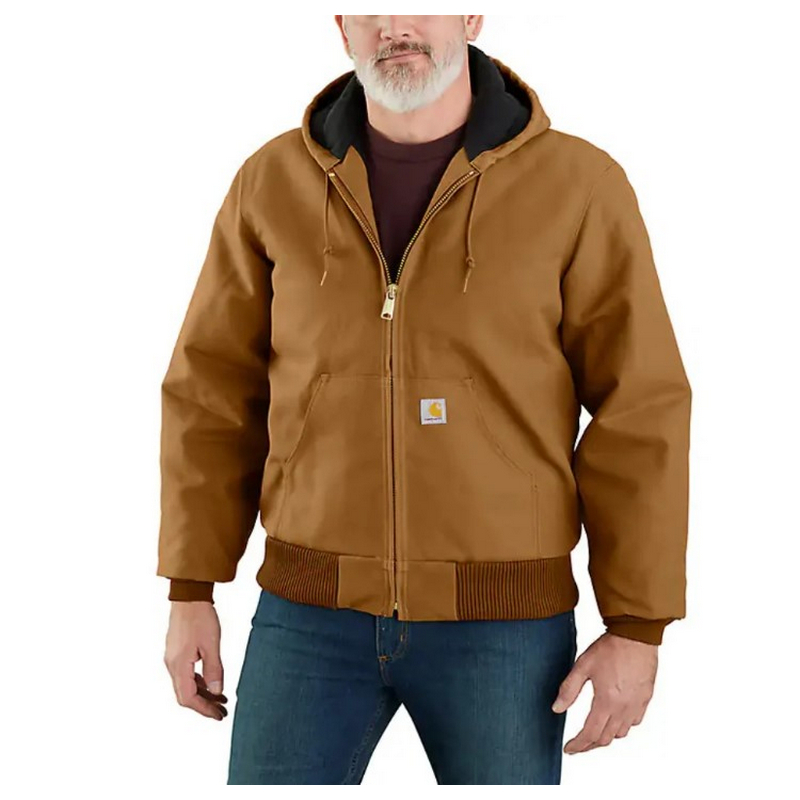 Carhartt Mens Insulated Flannel Lined Hooded Active Jacket Brown