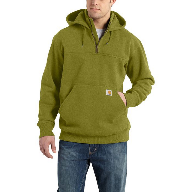 Carhartt Mens Rain Defender Heavy Weight Quarter Zip Hoodie Green