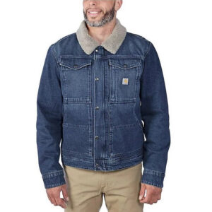 Carhartt Mens Relaxed Fit Denim Sherpa-Lined Jacket