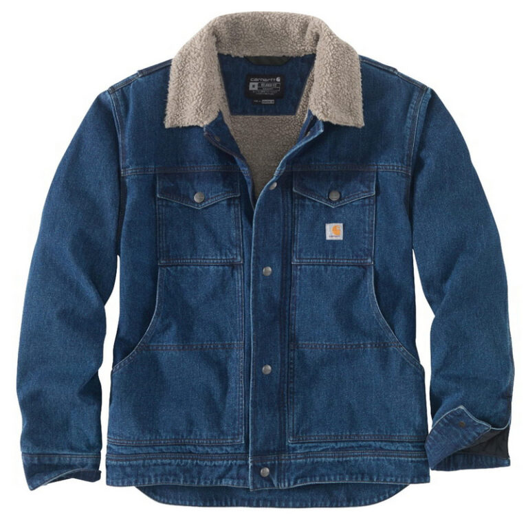Carhartt Mens Relaxed Fit Denim Sherpa-Lined Jacket close
