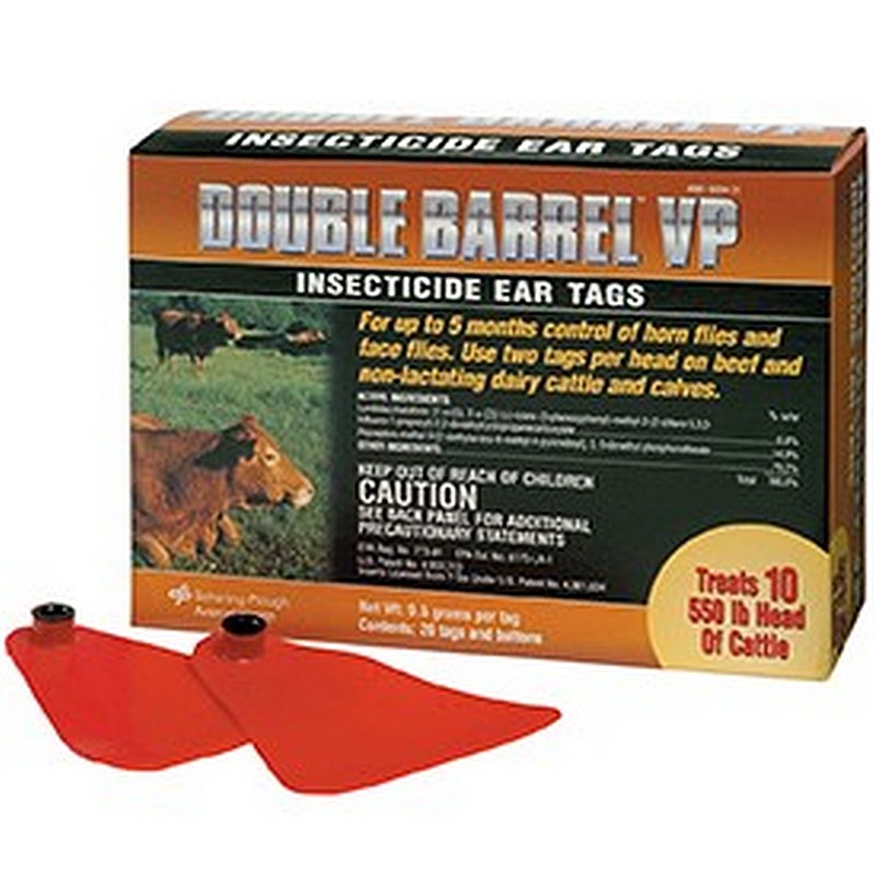 Double Barrel Insecticide Ear Tags 20Ct for Cattle