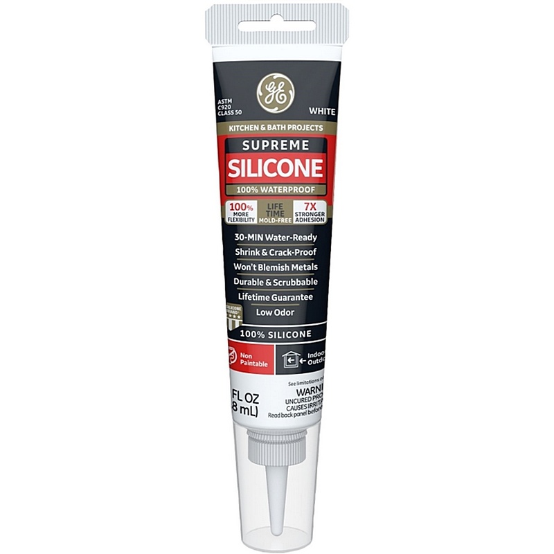 GE Supreme White Kitchen & Bath Silicone Caulk 2.8 oz