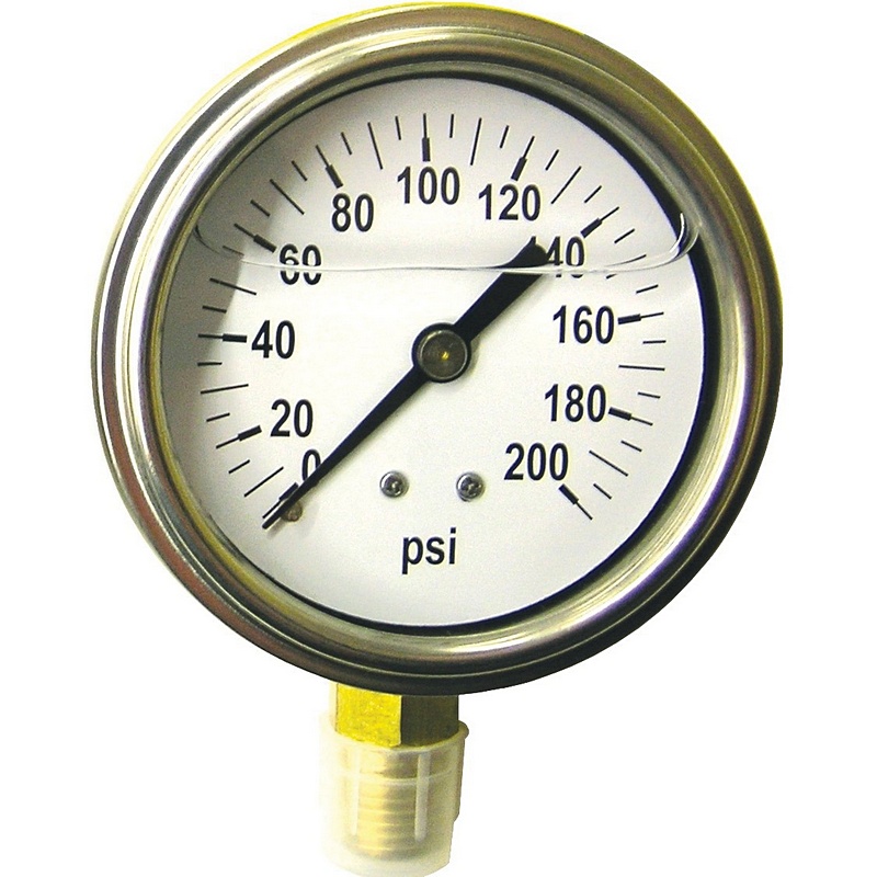 Green Leaf Liquid Filled Pressure Gauge 200 PSI